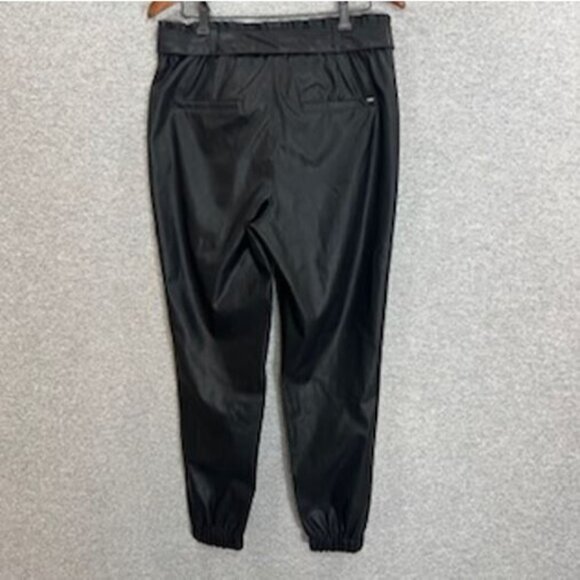 Guess Pants Womens Size Medium Leather Elastic Waist Belted Black High Rise - Picture 16 of 16